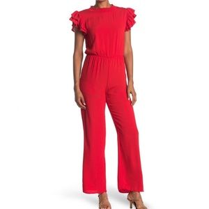 NWT Ruffle Jumpsuit in Poppy Red szL